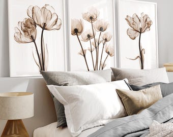 Set of 3 wildflower wall pictures, bedroom poster set, wall posters, living room pictures, bedroom decoration, abstract wall art b133