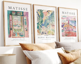 Henri Matisse Print 3-Piece Set Living Room Wall Art, Abstract Wall Art, Exhibition Posters, Modern Poster Art Prints, Gallery Posters a128