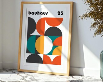 Póster geométrico Bauhaus 23 formas abstractas Arte mural de mediados de siglo Impresión geométrica minimalista Póster de diseño moderno como regalo ffs599