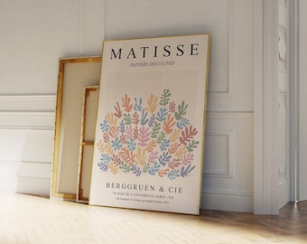 Living room wall art, Henri Matisse print, floral cutout poster, La Gerbe modern art, minimalist neutral wall art b293