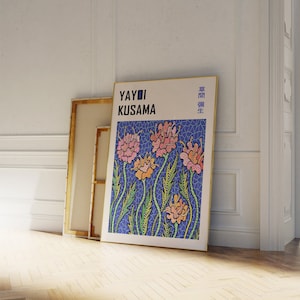 Wall pictures living room, Yayoi Kusama poster, Yayoi Kusama print, Yayoi Kusama exhibition poster, Yayoi Kusama picture, flower motif art b291