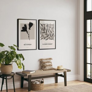 Abstract wall decoration, set of 2 wall posters, floral art prints, large wall art, modern living room bedroom, museum poster a112 image 6