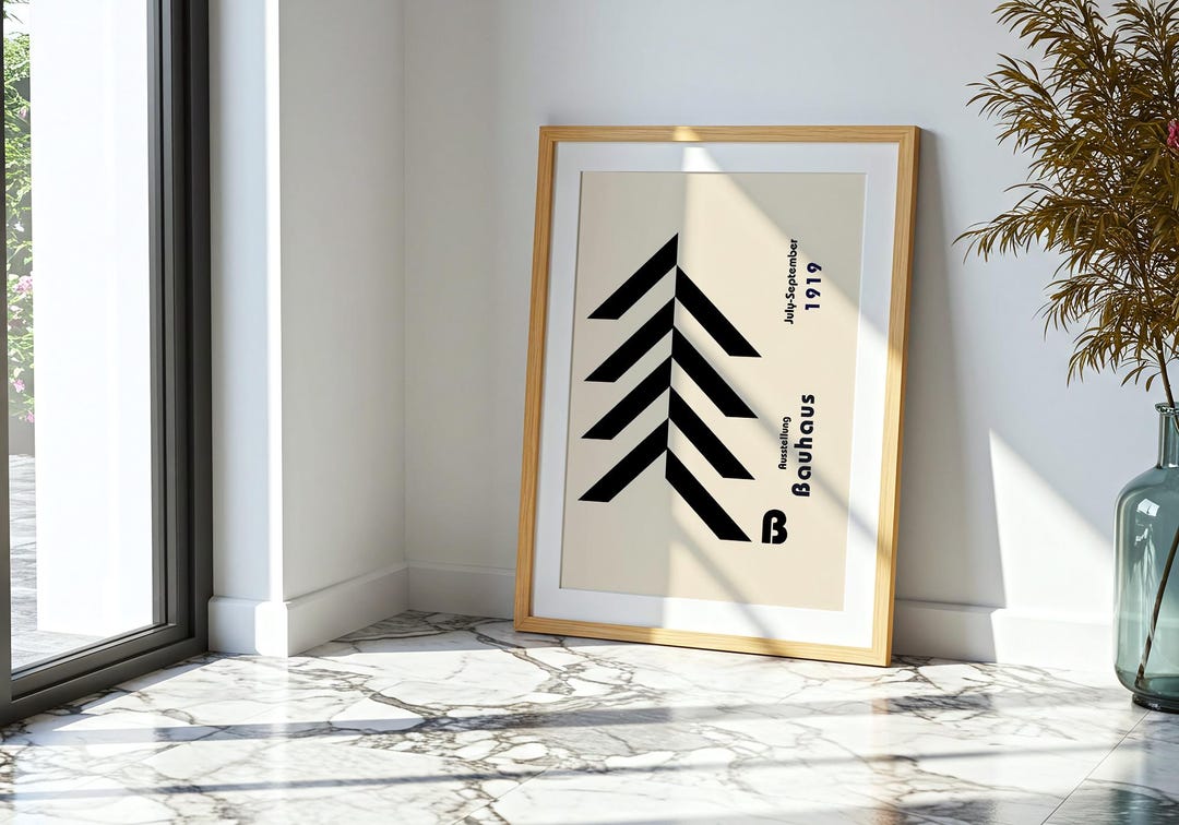 Bauhaus Poster 1919 Minimalist Wall Art Geometric Lines Modern Design ...