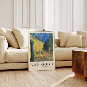 Impression Van Gogh, Terrasse de café la nuit, Affiche Van Gogh, Affiche dexposition de musée, Peinture de Van Gogh, Art mural du musée, Art moderne b295 image 9
