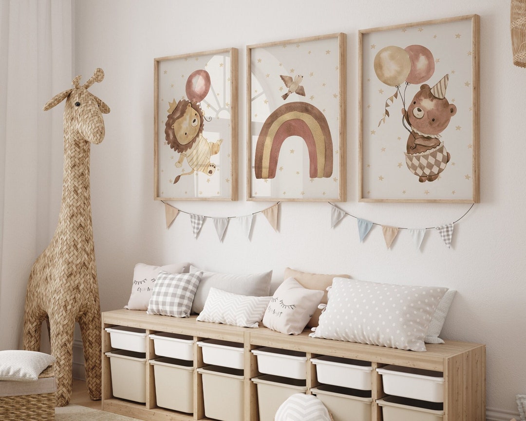 Baby Room Posters, Children's Room Poster Set of 3, Rainbow, Birth Gift ...