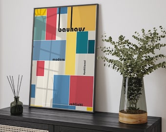 Plakat Bauhaus, plakat wystawowy Martina Gellera, Bauhaus, plakat, Bauhaus, sztuka abstrakcyjna, plakat o jakości muzealnej bh6