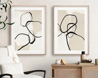 Set of 2 wall posters, abstract wall decoration, large wall art, modern living room, abstract art, bedroom poster a106