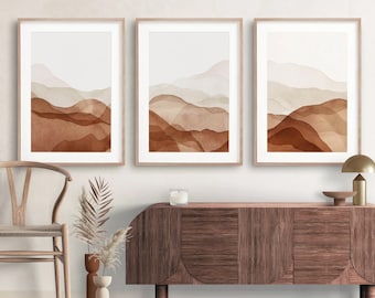 Watercolor abstract landscape, bedroom, living room wall art, art prints 3-piece set modern and simple art a105