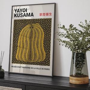 Yayoi Kusama Images murales, images murales salon, affiche d’exposition de chambre à coucher, art mural japonais minimaliste moderne b217