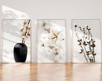 Set of 3 Wildflower Wall Art, Bedroom Posters, Nature Wall Posters, Living Room Pictures, Bedroom Decor, Abstract Wall Art b300