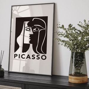 Pablo Picasso Poster, Mural Geometric Decor, Museum Exhibition Poster, Modern Minimalist Abstract Wall Art, Man Gift Idea b131