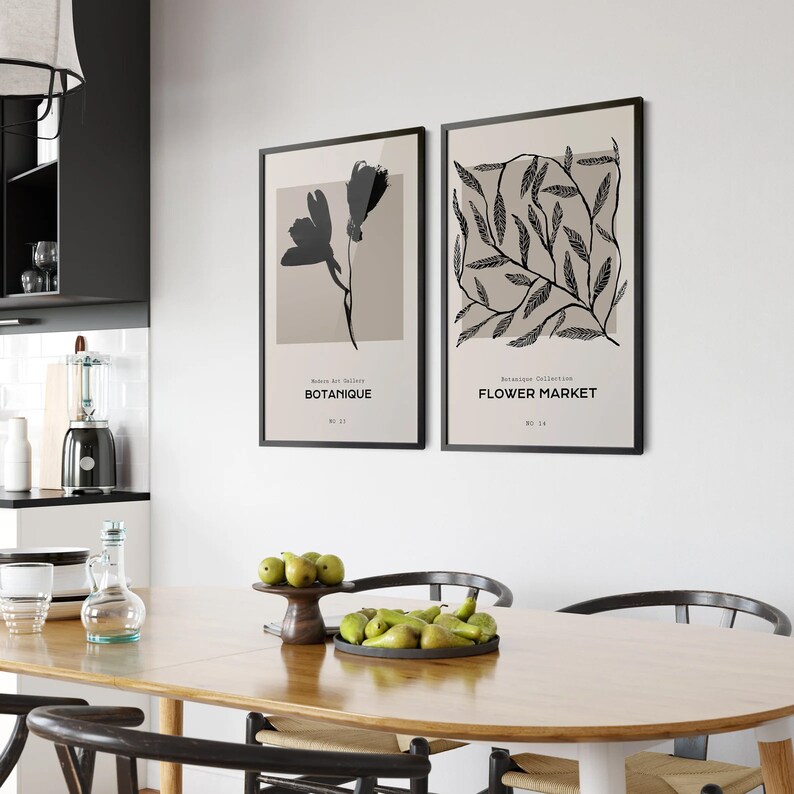 Abstract wall decoration, set of 2 wall posters, floral art prints, large wall art, modern living room bedroom, museum poster a112 image 10