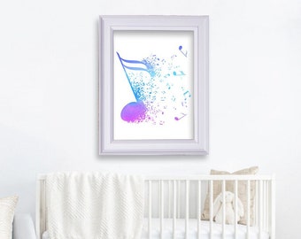 Music Digital Art for Nurseries and Children's Room | Digital Download | Printable in Different Colors | 8x10