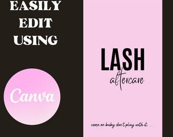 Plantilla de tarjeta de cuidado posterior de pestañas, tarjeta de visita de pestañas editable, tarjeta de extensión de pestañas, tarjeta de cuidado de pestañas, plantilla de tarjeta de cuidado de negocios de pestañas