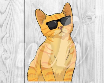 Cool Orange Cat - PNG - DIGITAL