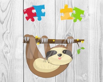 Autism Puzzle Sloth - DIGITAL - PNG