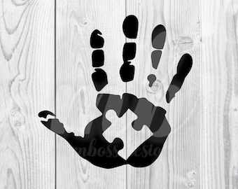 Puzzle Hand Print - PNG - SVG