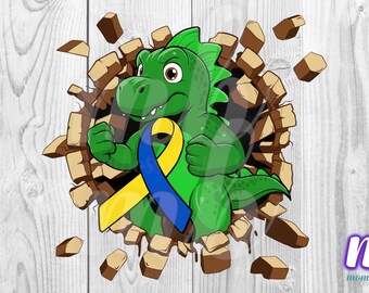 Down Syndrome Awareness Dinosaur - PNG - DIGITAL