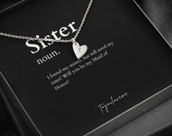 Sister of the Bride Gift Necklace: Sister Wedding, Maid of Honor, Bridesmaid, Best Friend, Bridal Shower, Rehearsal Present