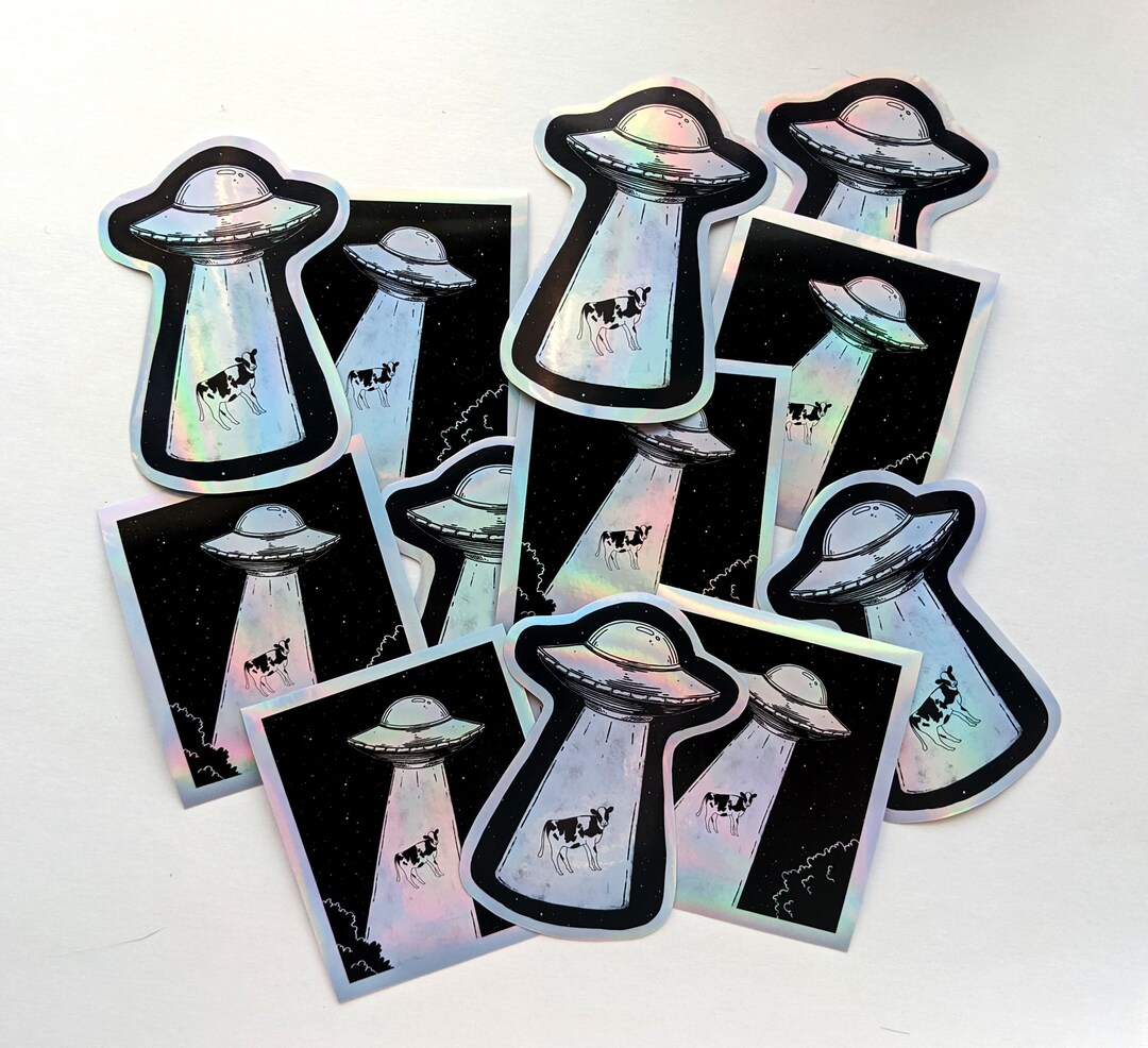 Alien Holographic Stickers Pack Cow and UFO Decals for Gift - Etsy ...