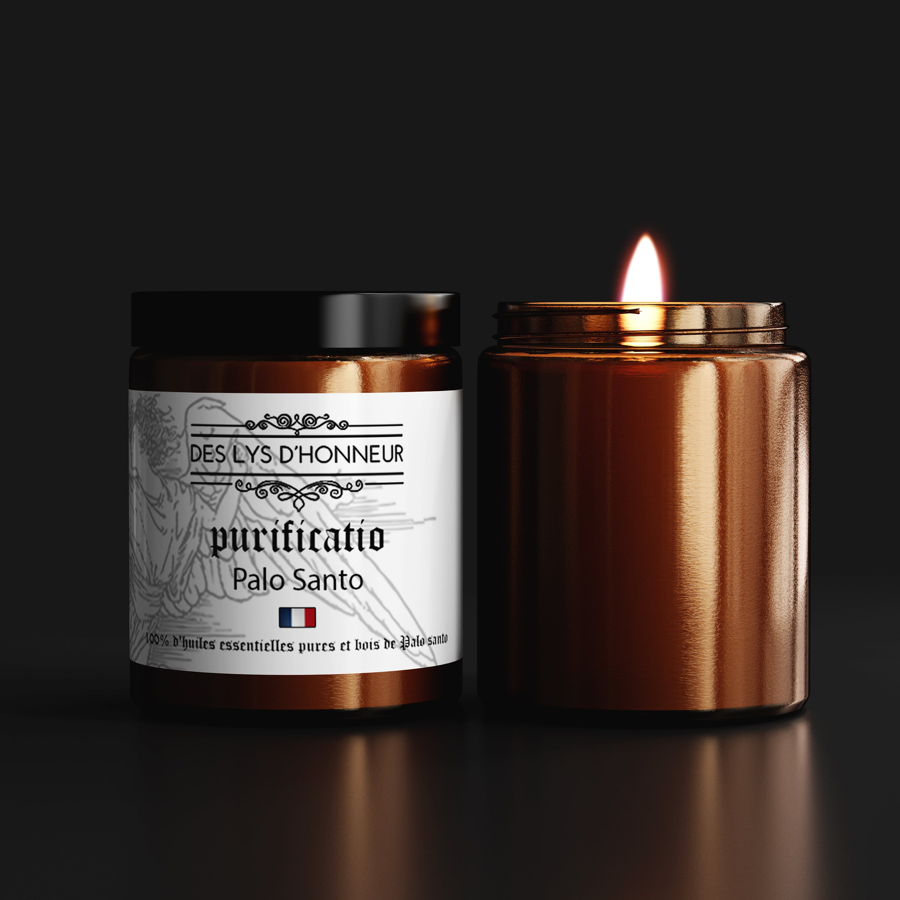 Bougie Purificatio Palo Santo | Palo Santo Candle Amber Glass Jar