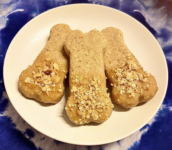 Dog Treats With Peanut Butter Icing and Peanuts (4 Treats per