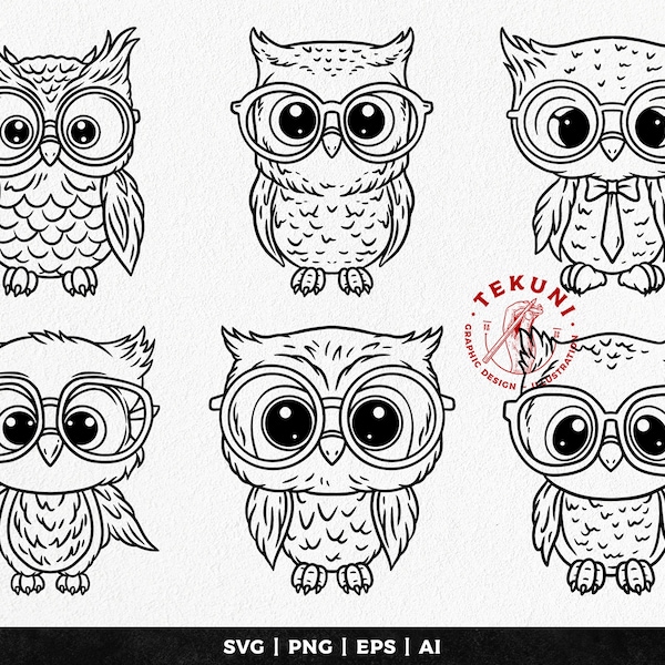 Owl With Glasses - Etsy