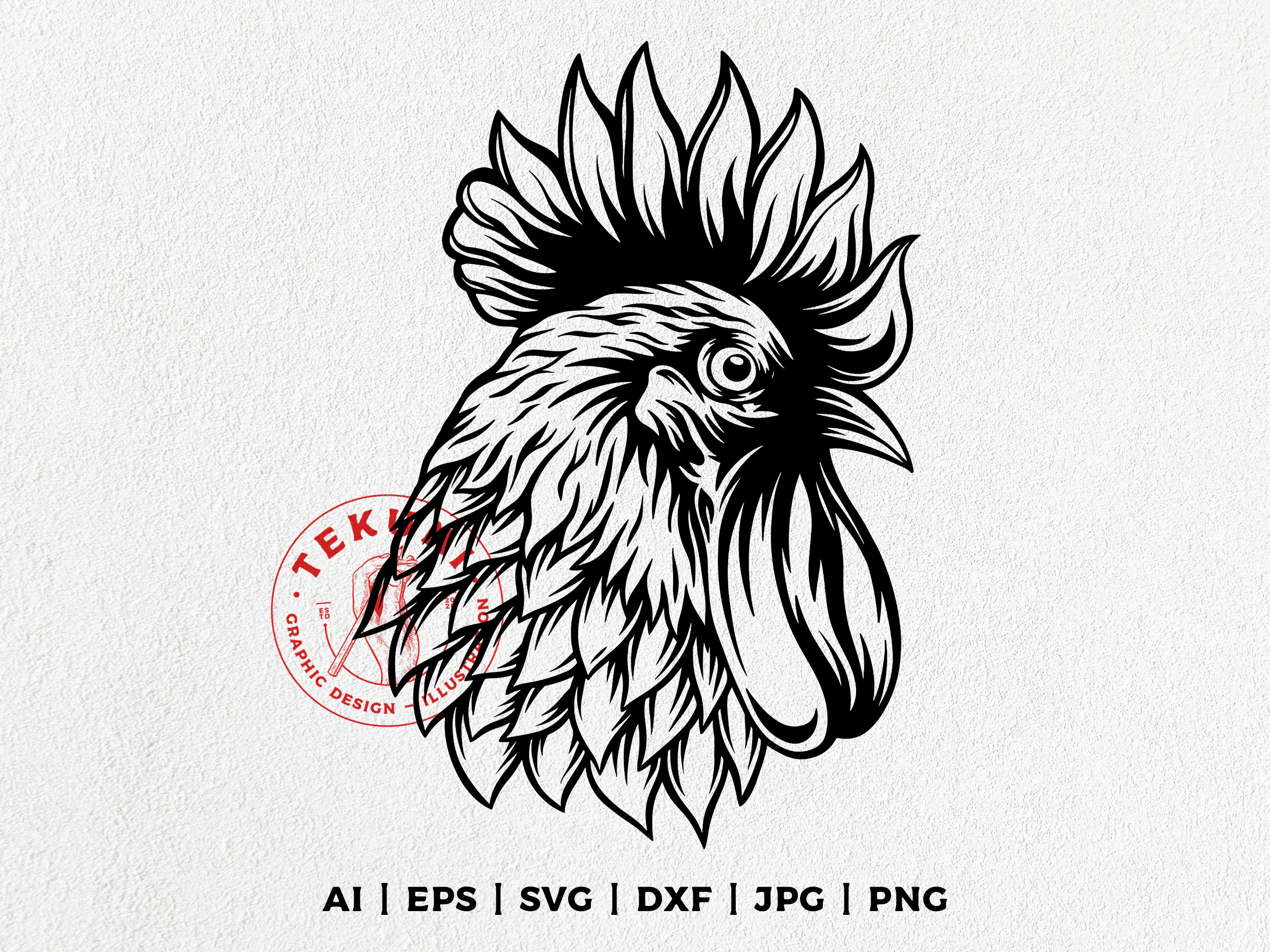 Rooster SVG, Rooster Logo Vector, Rooster Head Stencil, INSTANT