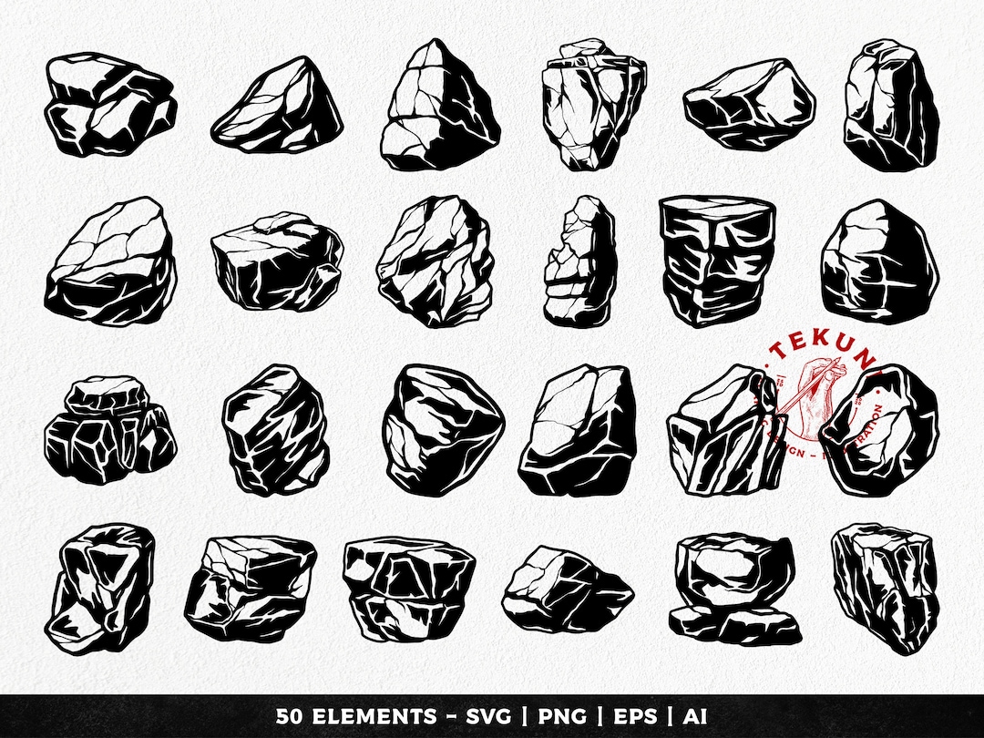 Rock Svg Bundle, Stones and Boulders Svg - Instant Download - Etsy