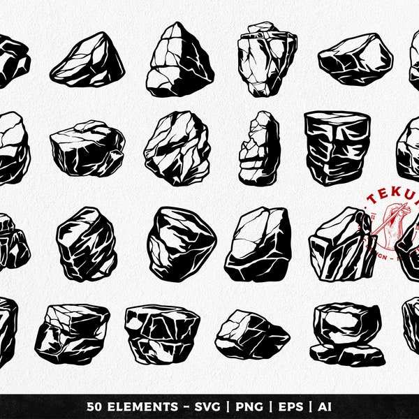 Rock svg bundle, stones and boulders svg - Instant download