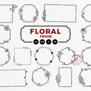 Floral frame svg bundle, floral border - Instant download