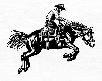 Cowboy Pferd SVG: Rodeo Western Clipart, Cricut Schnitt Datei (Digitaler Download
