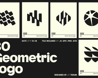 80 Geometriska Logotyper: Modern Abstrakt Design (Digital Nedladdning)