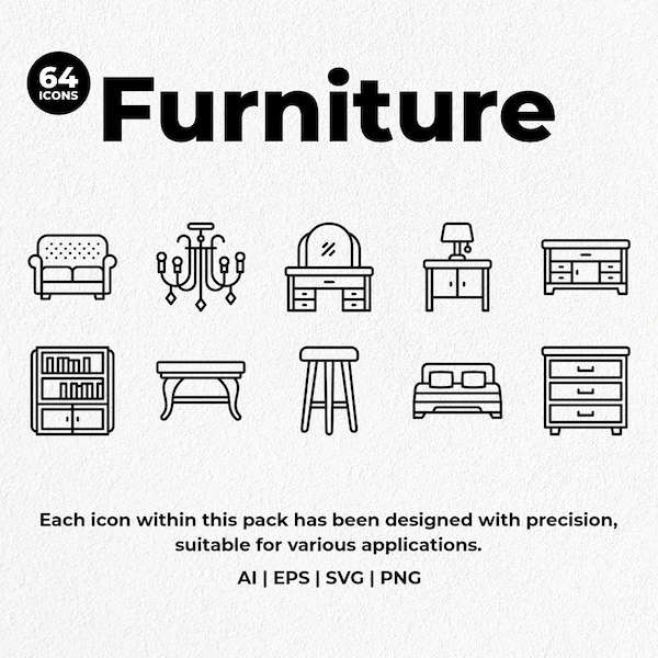 Furniture icon pack, home stuff icon, household svg - Instant download