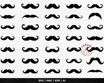 mustache svg bundle, mustache clipart - Instant download