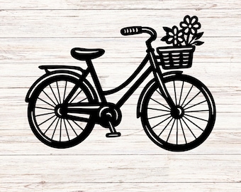 Floral Bicycle SVG: Vintage Bike Clipart (Digital Download