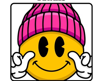 Smiley Face With Beanie Hat Vector, Emoji Sticker Design