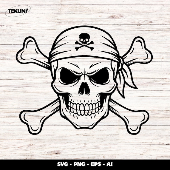Pirate Skull SVG, Skull and Crossbones, Jolly Roger Skull SVG - Etsy