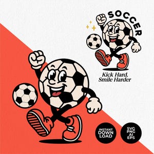 Soccer Retro Mascot - Vintage Cartoon Character Illustration for T-Shirt, Sticker, Logo - Instant download
