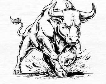 Angry Bull SVG : clipart mascotte Taureau, Cricut et sublimation (téléchargement numérique)