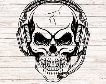 Gamer Skull SVG, Skull Head Vector - Instant Download