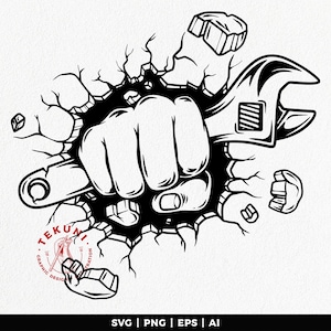 Fist wrench SVG, Wrench Svg, Mechanic Repair Svg, Instant download