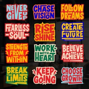 Retro Motivational Quote SVG Bundle: Positive Affirmations (Digital Download