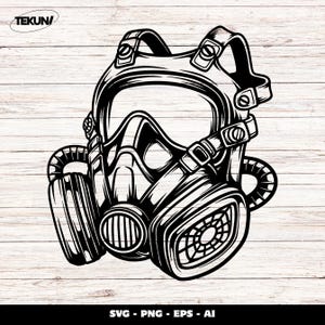 Gas Mask SVG Cut File, Tactical Respirator Clipart, Military Mask PNG for Cricut, Steampunk Skull Design