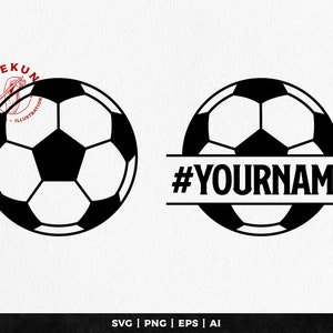 Bola de futebol svg, quadro de nome dividido - Download instantâneo