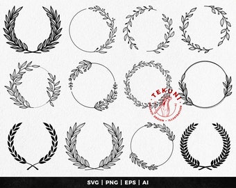 Floral Wreath SVG Bundle: Botanical Frame Designs (Digital Download)