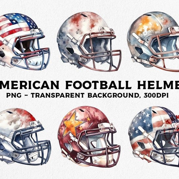 Set of Watercolor Football Helmet png files for sublimation - Instant download