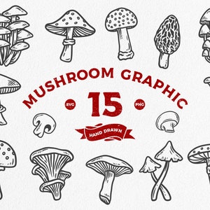 Hand-Drawn Mushroom Illustration: SVG & PNG Instant Download
