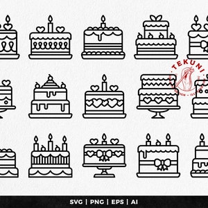 Set of birthday cake svg - Instant download