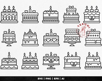 Set of birthday cake svg - Instant download